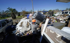 debris from hurricane damaged home