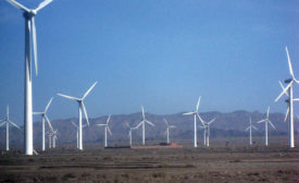 中国大型新疆省的风电场